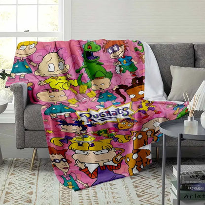 Retro Cartoon Babies Flannel Blanket Soft Cozy Lightweight Throw for Sofa Bedroom Dorm Travel - image 3