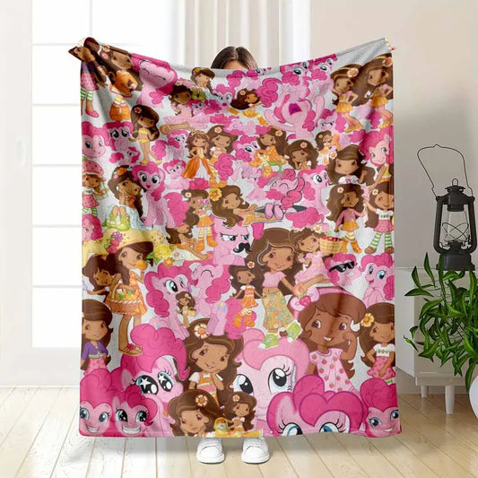 Strawberry Shortcake and Pinkie Pie Flannel Blanket Throw