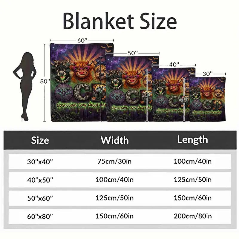 Highland Cow Halloween Flannel Blanket, Ultra-Soft 60×80 - image 4