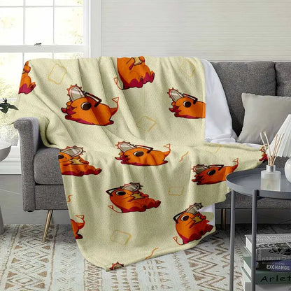 Cute Cartoon Orange Demon Pup Flannel Blanket, Plush Cozy - image 3