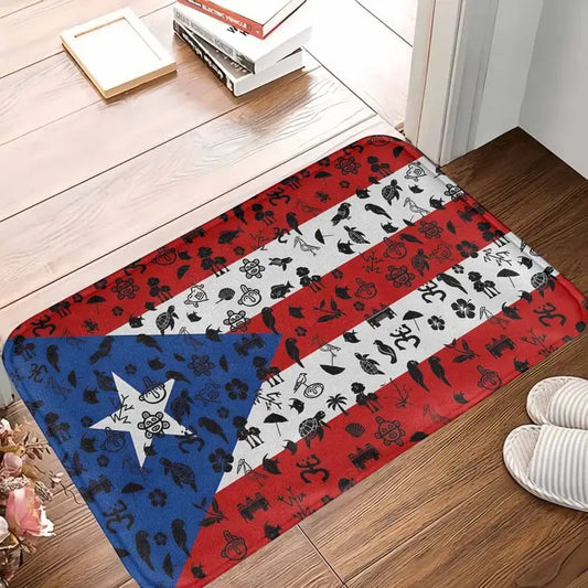 Puerto Rico Flag Area Rug Tropical Island Vibes Mat