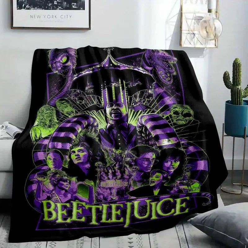 Classic Movie Poster Flannel Blanket - Gothic Characters Graphic Print, Lightweight Soft Throw for Living Room & Halloween Gifts - image 2