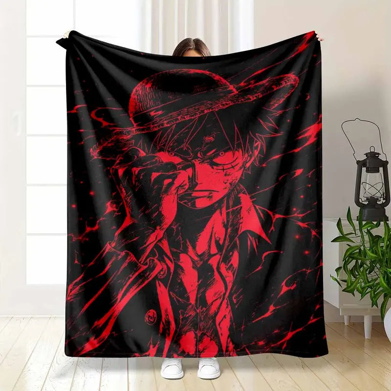 Anime Character Floor Mat Dark Red Durable Non-Slip Flannel Rug