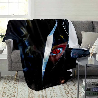 Anime Ninja Flannel Blanket with Red Eye Warrior Print - Soft Lightweight Plush Throw for Sofa and Bed - image 3