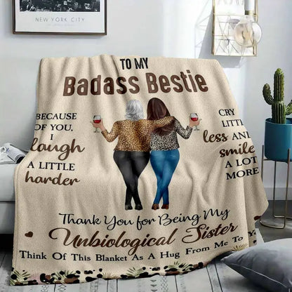 Flannel Fleece Blanket - Badass Bestie Leopard Print Friendship Throw - Wrinkle-Resistant Soft Warm Companion for Couch and Gift - image 2