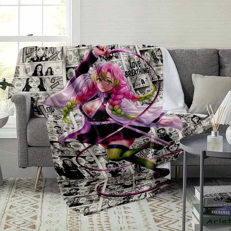 Anime Hashira Flannel Blanket Manga Style Graphic Throw - image 3