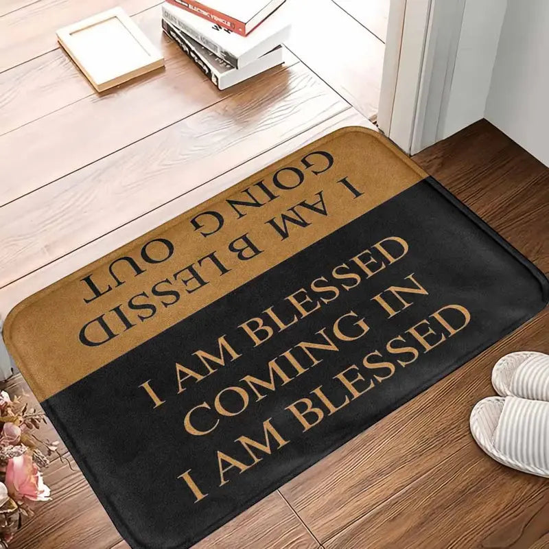 Blessed Entrance Doormat Non-Slip Durable Flannel Rubber Bottom Mat 80x50cm